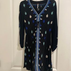 Free People black dress with blue accents
